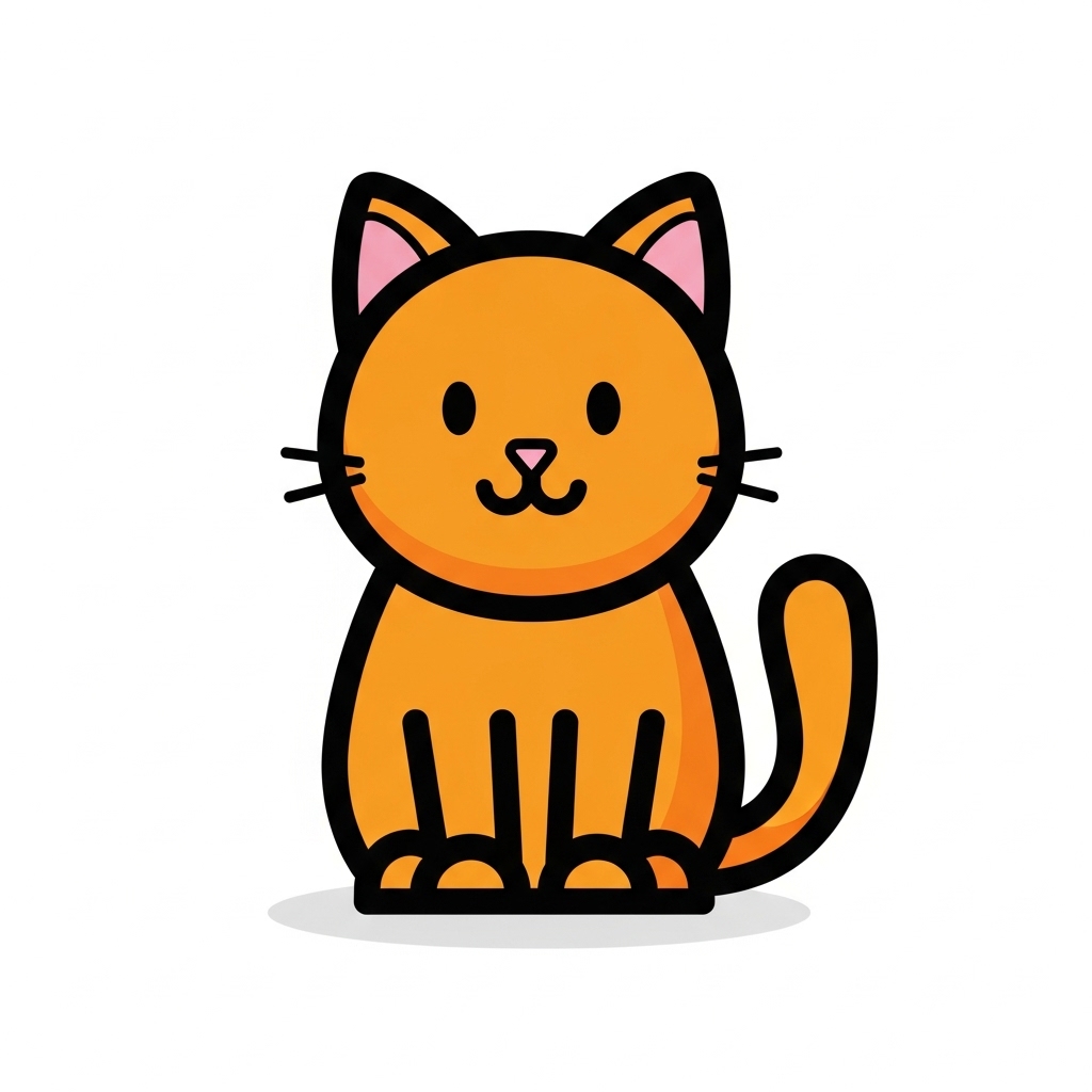 The cat sits.